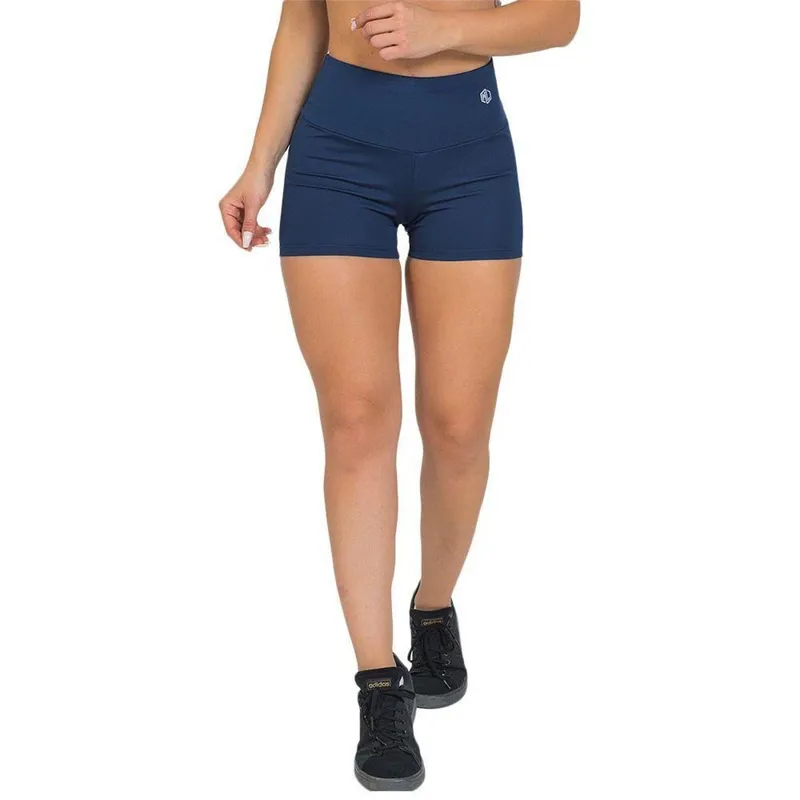 Shorts Feminino Fitness Liso Azul Escuro