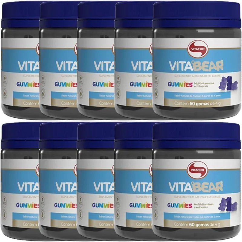 Kit 10X Vitabear - 60 Gomas Sabor Natural de Frutas - Vitafor