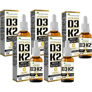 Kit Com 05 - Vitamina D3 + K2 Em Gotas Sabor Laranja 20ml Flora Nativa