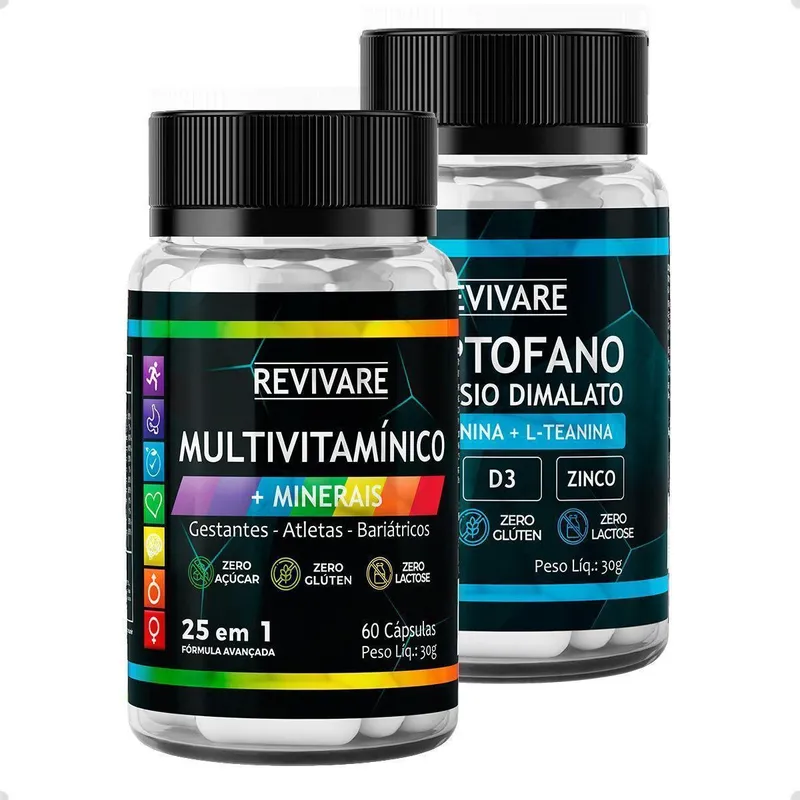 Kit Multivitamínico Alta Performance + Triptofano Magnesio Dimalato 60 caps
