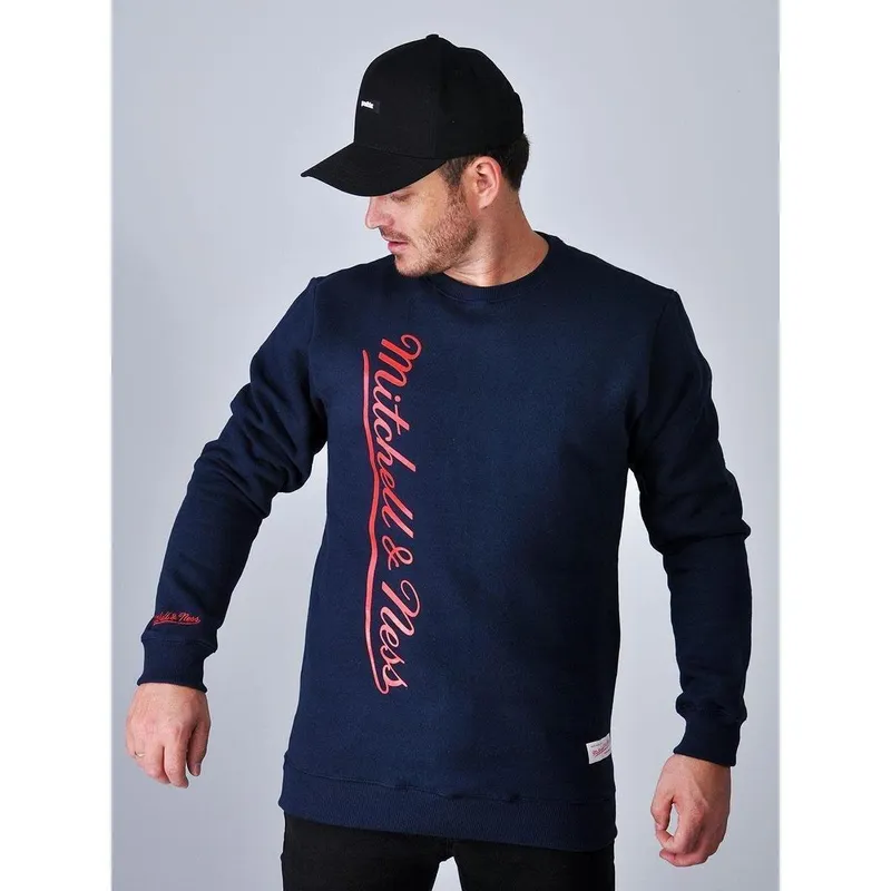 MOLETOM MITCHELL & NESS LOGO MARINHO