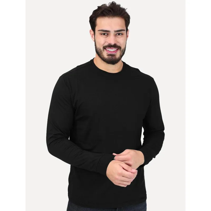 Camiseta Aramis Masculina Manga Longa Basica Mono Logo Preta CS.02.0161 007