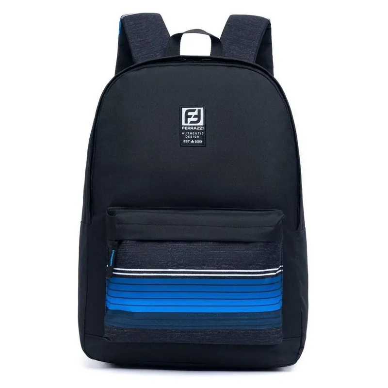Mochila Masculina Trabalho Faculdade Resistente Preto Azul Ferrazzi