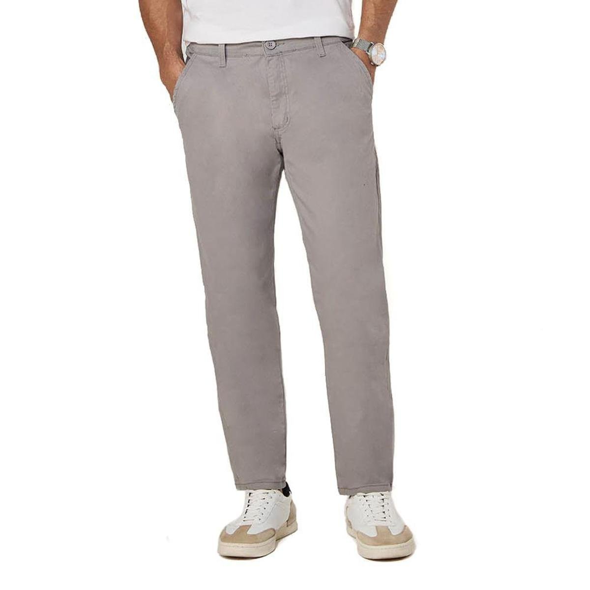 Calça Masculina Max Denim Sarja Slim Cinza