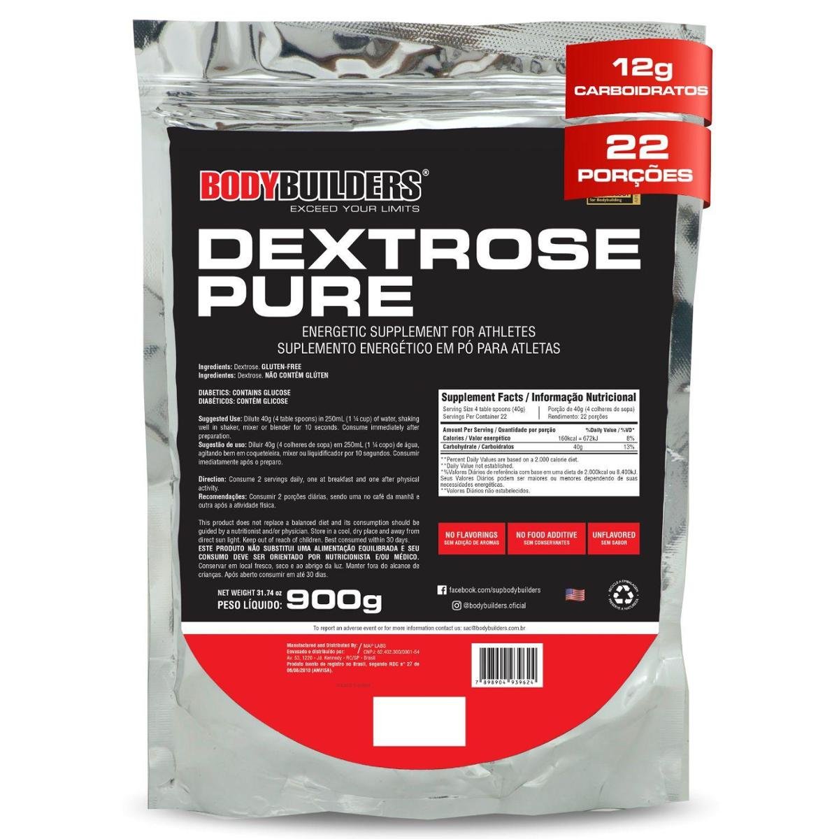 Dextrose Pura 900g - Bodybuilders