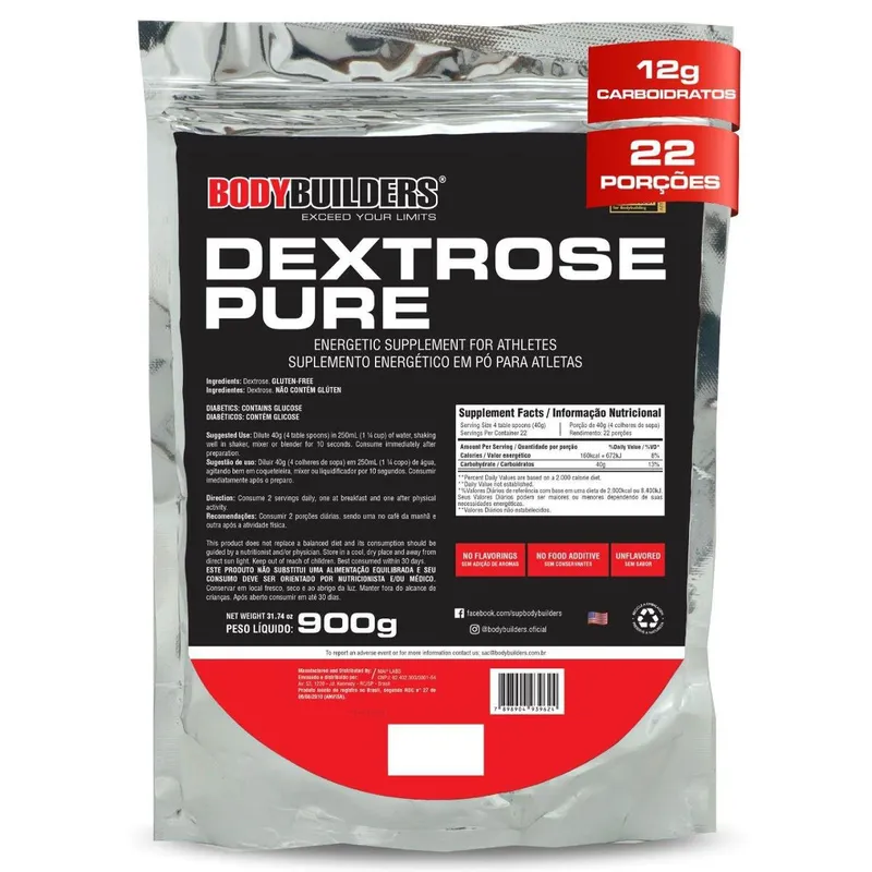 Dextrose Pura 900g - Bodybuilders