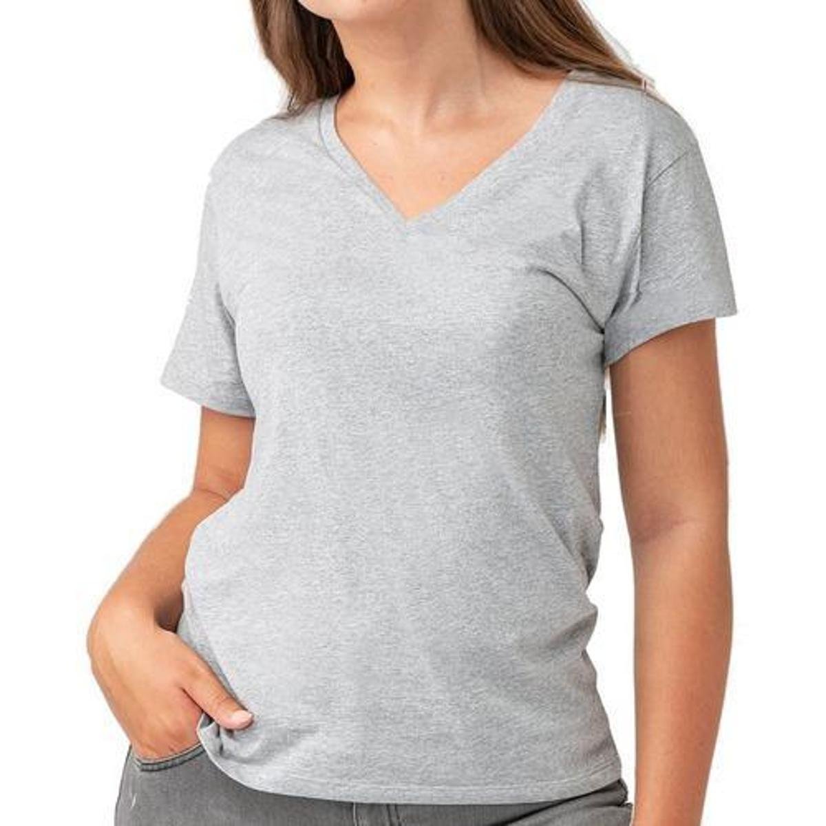 Baby Look Gola V Camiseta Feminina Básica Blusinha Algodão - Azul Escuro Marinho - GG