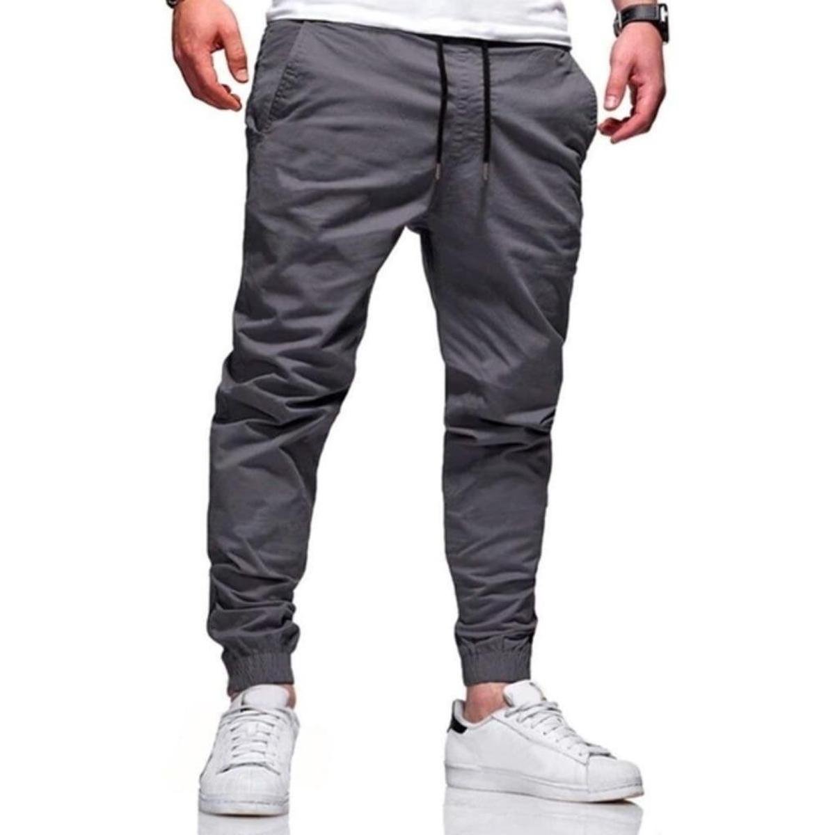 Calça Jogger Usemoda Sarja Premium Masculina Cor:Cinza;Tamanho: