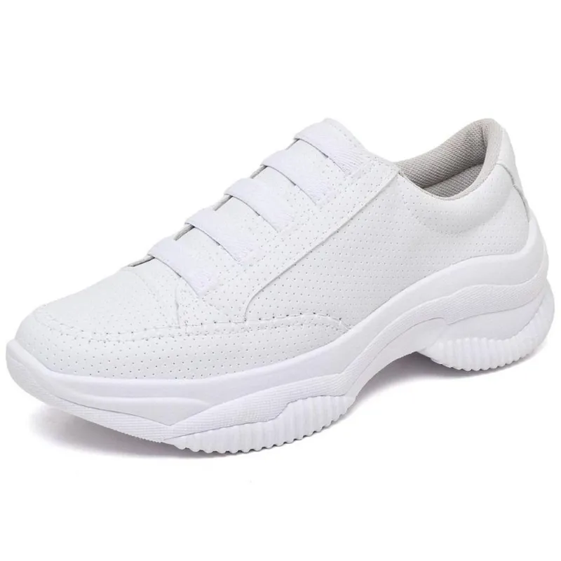 Tenis Casual Feminino Chunky Sola Alta Plataforma Confortavel Calce Facil Elastico Palmilha EVA