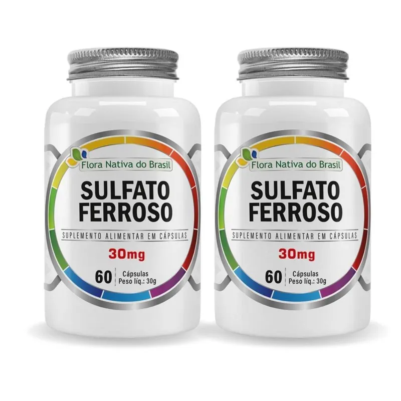 Kit 2x Sulfato Ferroso (30mg) 60 Cápsulas Flora Nativa do Brasil