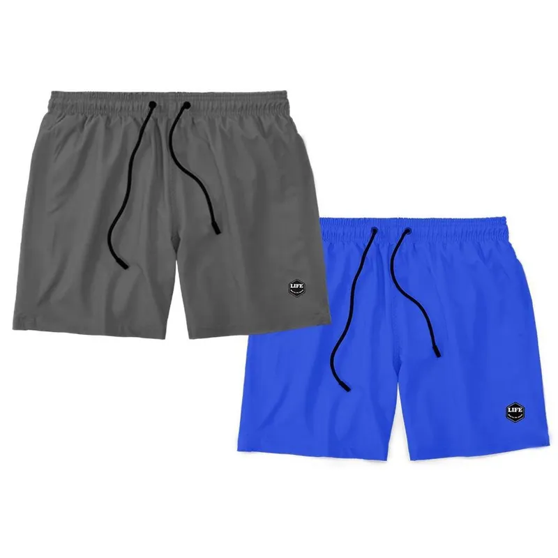 Kit 2 Shorts Bermuda Masculino Básico Mauricinho Liso Tactel