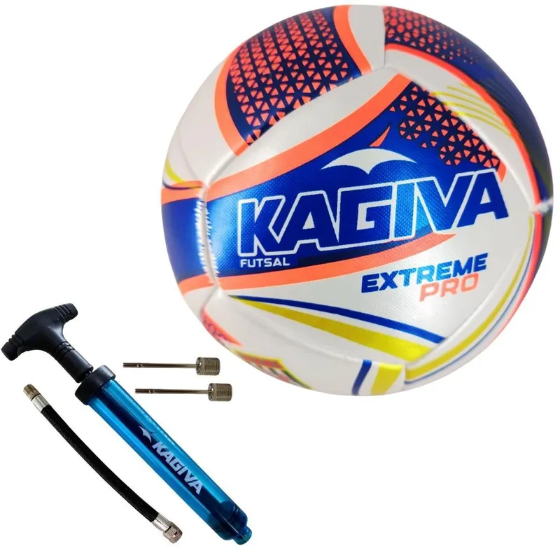 Kit Bola De Futsal Kagiva F5 Extreme PRO SP+Bomba De Ar Kagiva Dupla Ação