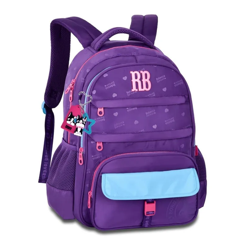 Mochila Feminina Premium Rebecca Bonbon Jacquard com chaveiro