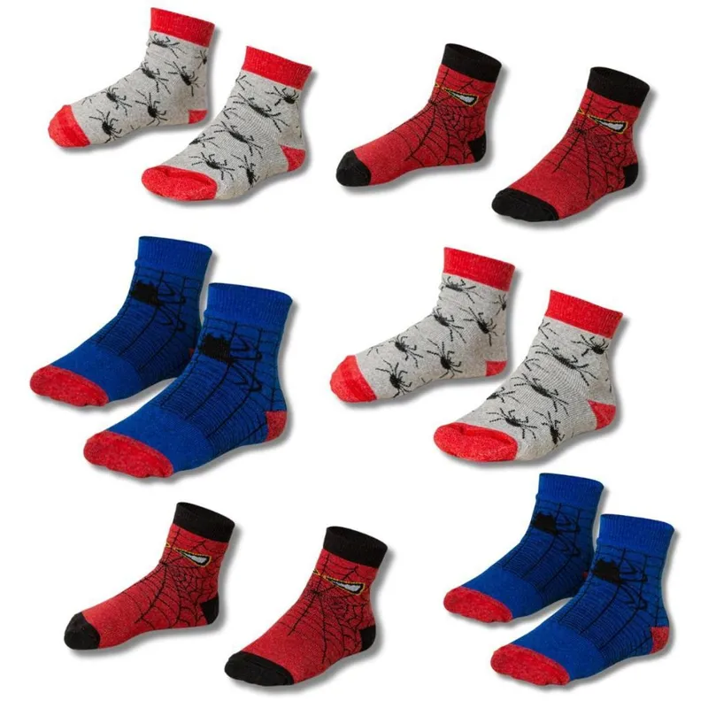 Kit 6 Pares Meia Menino Infantil Dinossauro Aranha Game Algodao