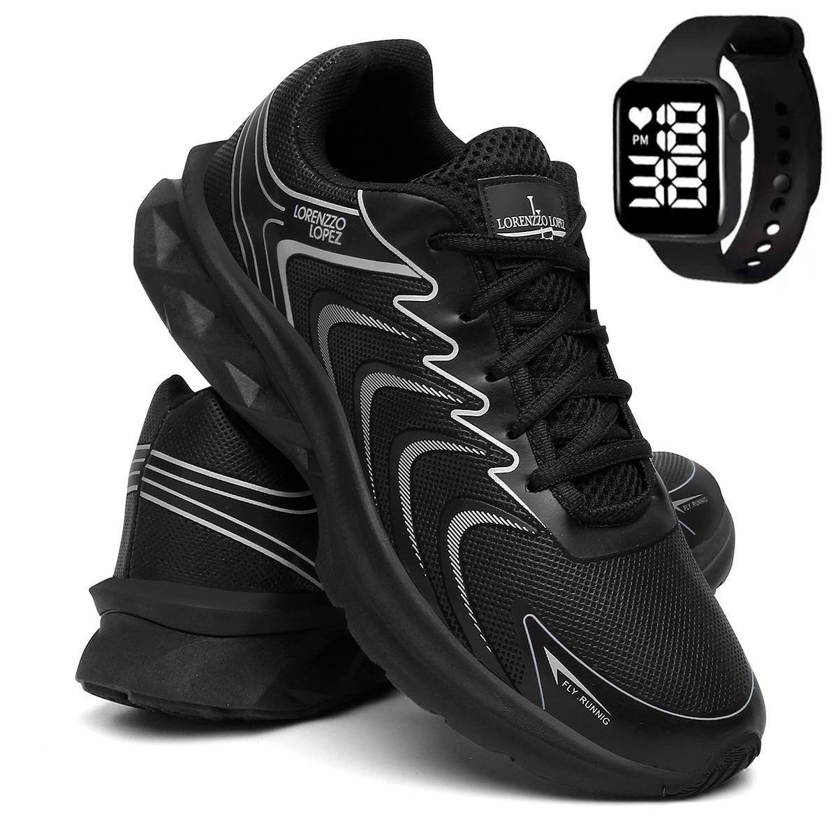 Kit Tênis Masculino Esporte Para Corrida e Caminhada Treino e Relógio