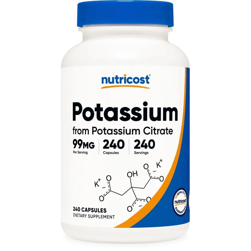 Suplemento Nutricost Citrato de potássio 99mg 240 cápsulas