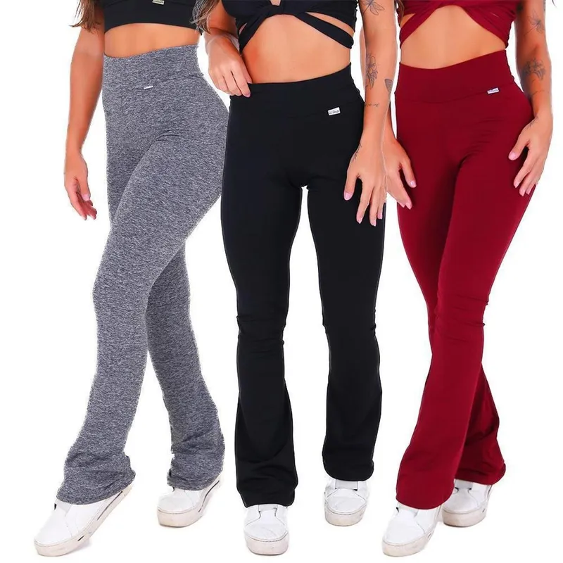 KIT 3 Leggings Flare Felpada Bailarina Boca de Sino