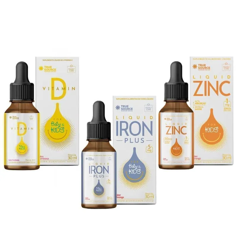 Kit Vitamin D + Iron + Zinc - True Source 30ml