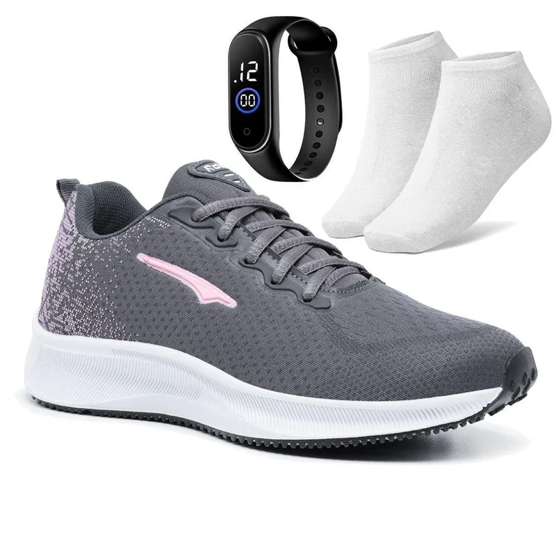 Kit Tenis Feminino de Caminhada Academia com Relógio e Meia