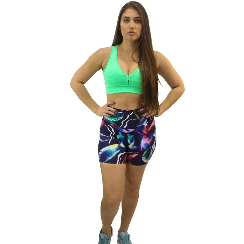 Shorts Estampado DA Modas Tecido de Suplex Poliamida com Protecao UV