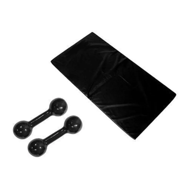 Kit Colchonete Preto + Par Halter Bola Emborrachado 2kg 1Fit