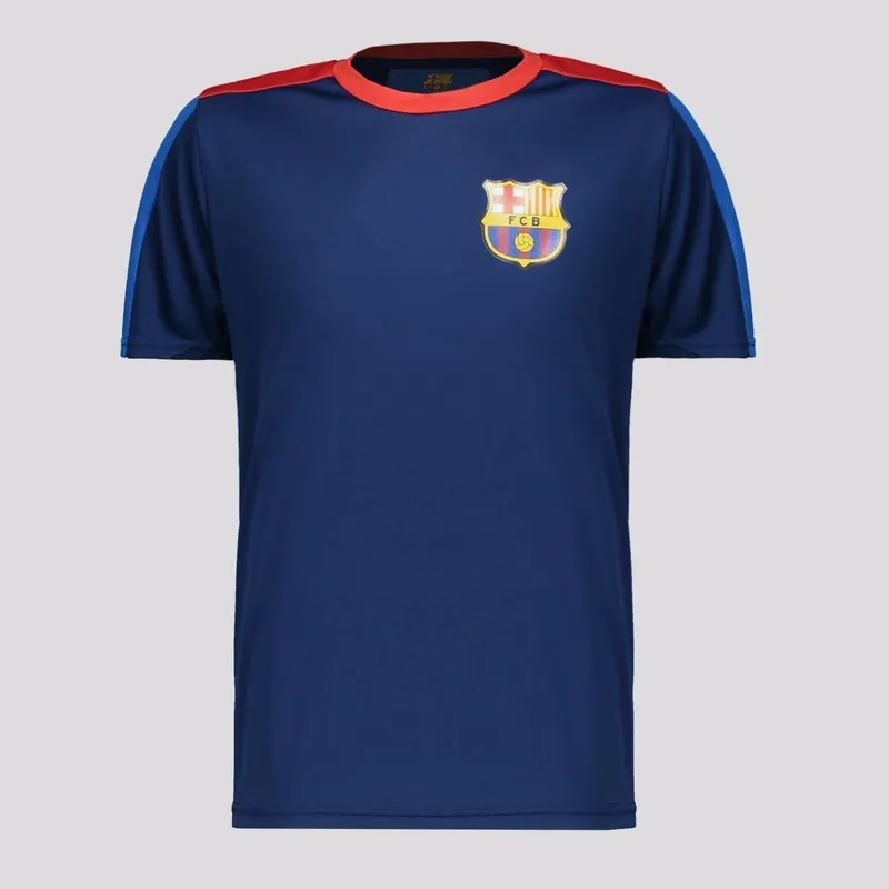 Camisa Barcelona T-Shirt Juvenil Marinho e Vermelha