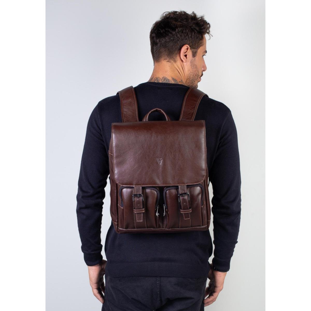 Mochila de couro italiano masculina vintage Miguel