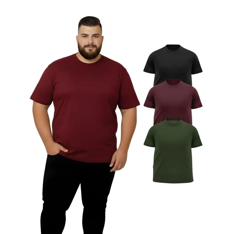Kit Com 3 Camisetas Plus Size 100% Poliéster Premium Colors