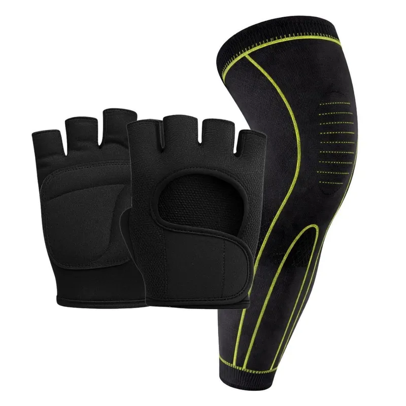 Meia Compressão 3/4 + Luva Academia Treino Conforto Proteção