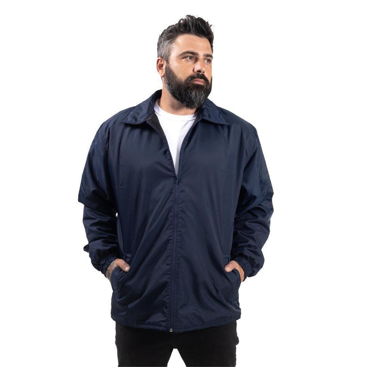 Jaqueta Blusa de Frio em Nylon Básica Lisa Forrada para Inverno