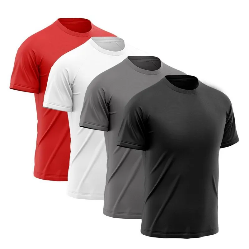 Kit 4 Camisetas Masculina Manga Curta Esporte Fitness Básica Premium Corrida