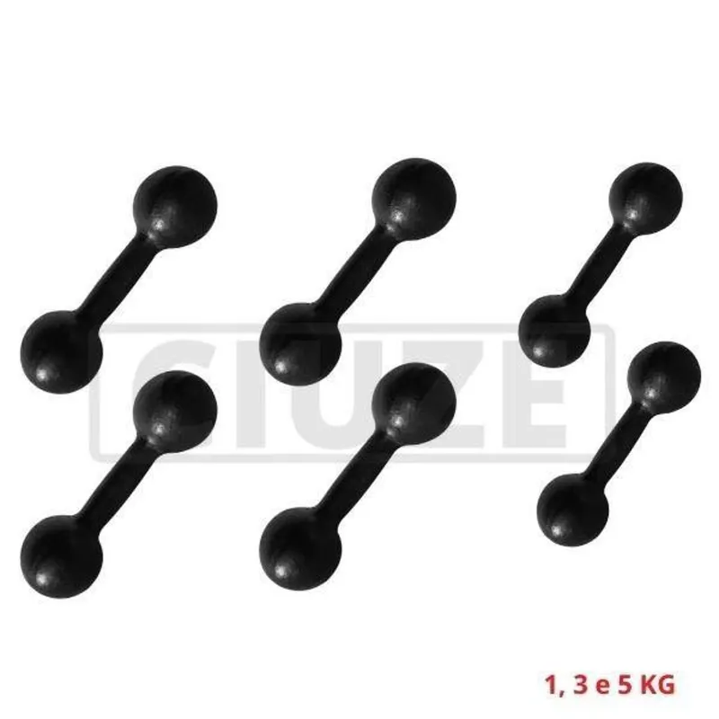 Kit Halteres Bola de Ferro Pares 1,3 e 5 Kg