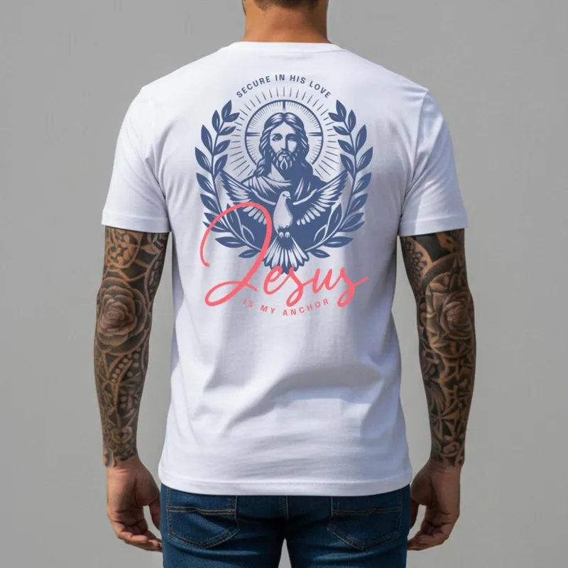 Camiseta Masculina Religiosa Algodão Malha Premium Regular Fit Camisa Gospel Urbana Estilo Americano