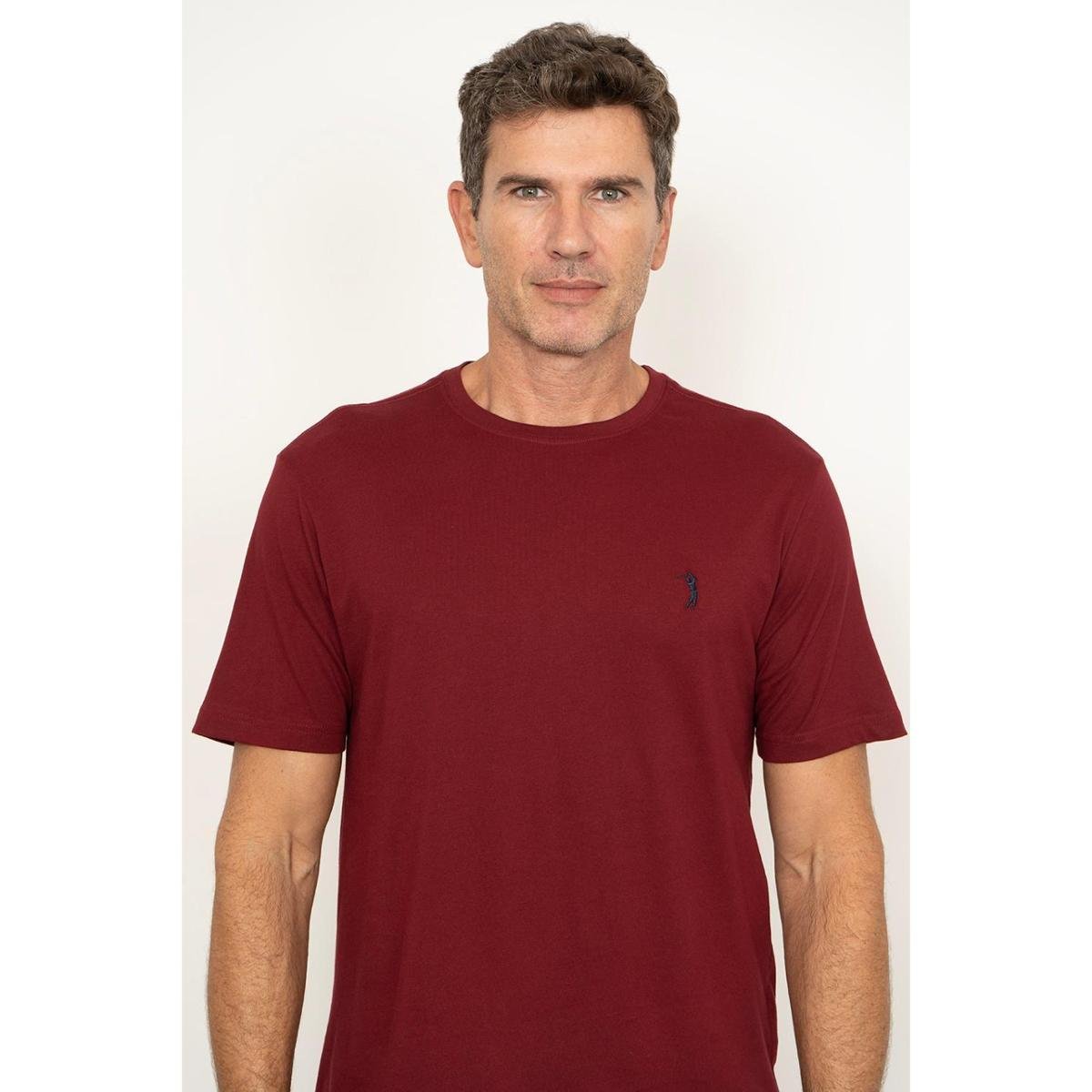 Camiseta Gola Careca Basica Mc WINE RED
