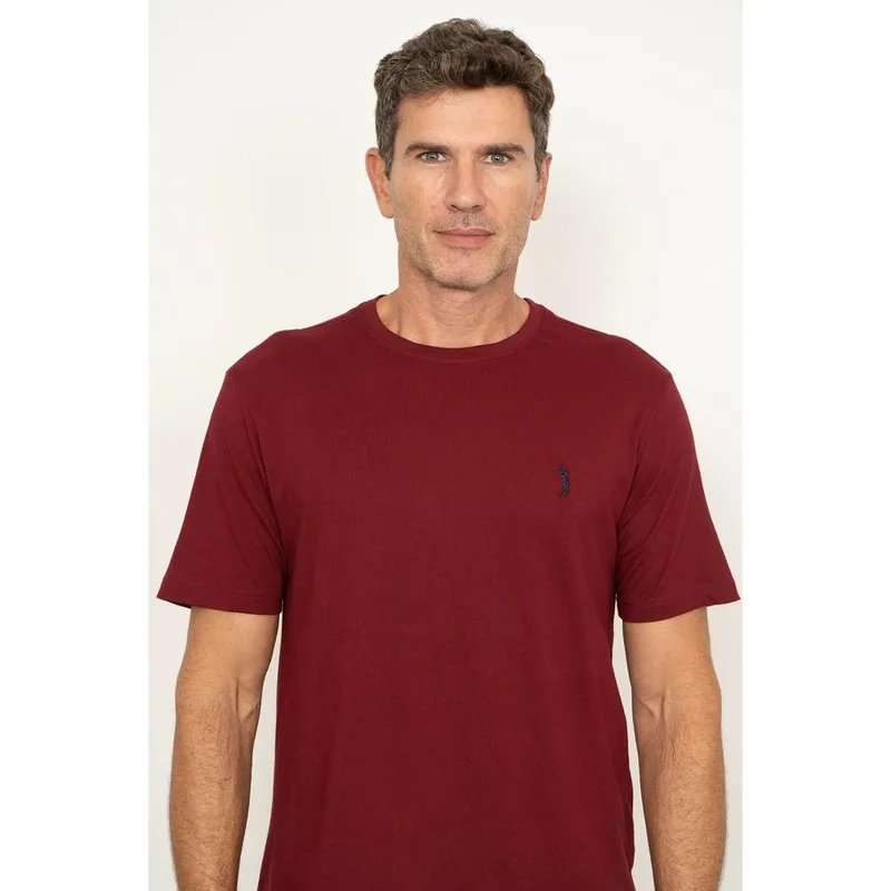 Camiseta Gola Careca Basica Mc WINE RED