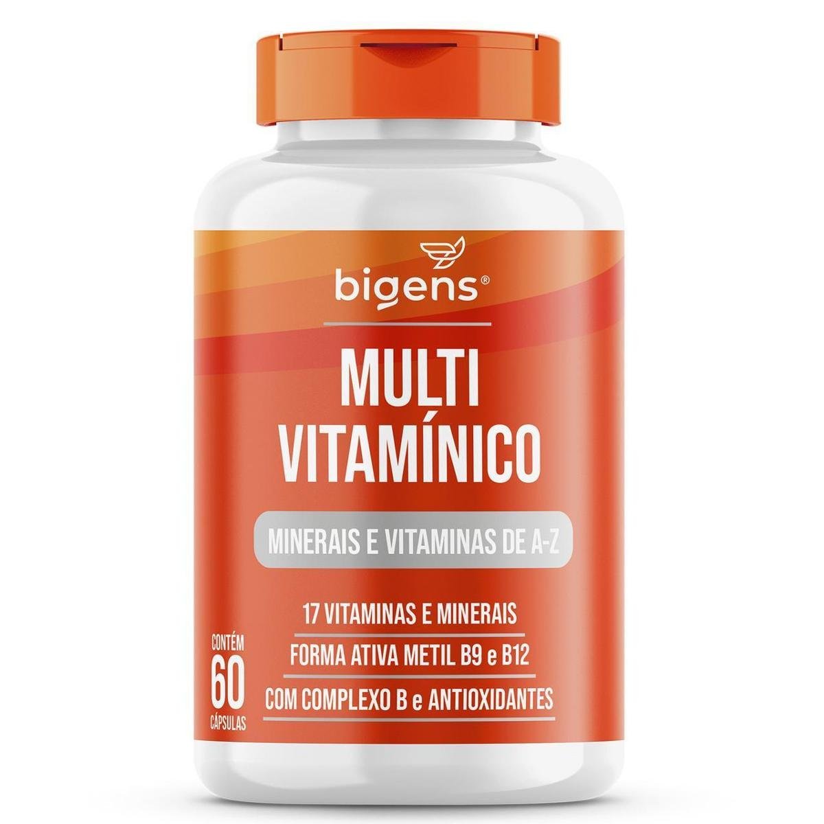 Multivitamínico de A-Z 17 Vitaminas e Minerais com Complexo B e Antioxidantes 60 Caps - Bigens