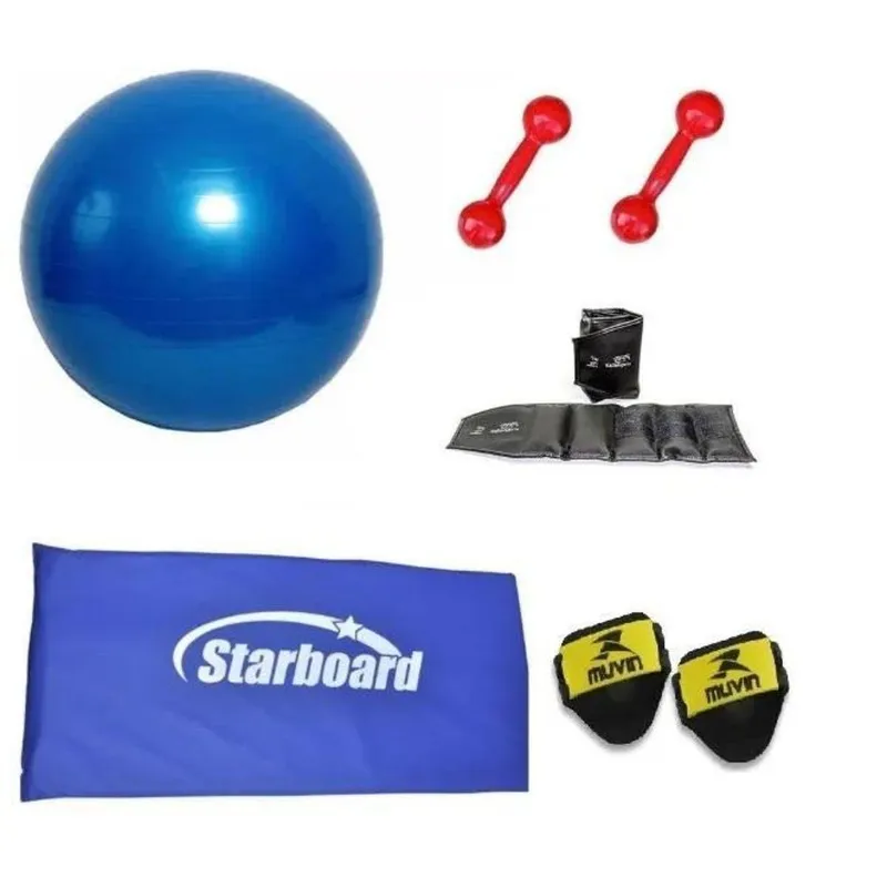 Kit Bola Suíça Para Pilates, Colchonete, Caneleira + Halter