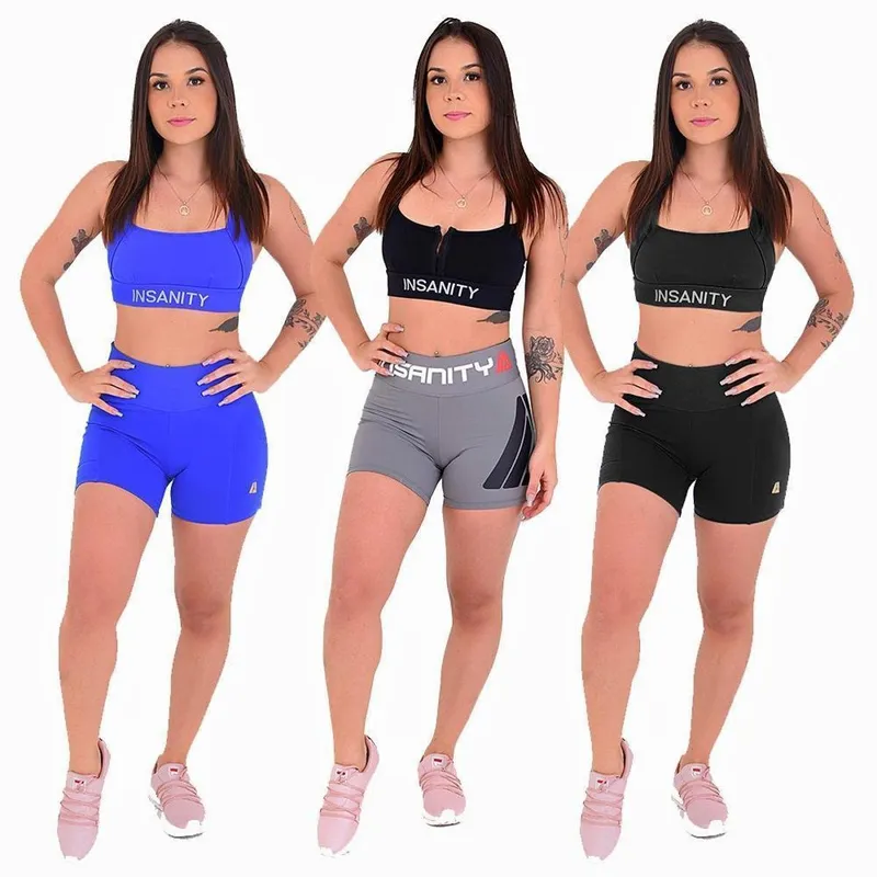 Kit - 3 (três) Shorts Feminino Insanity Fitness 2 Five + 1 Chalk
