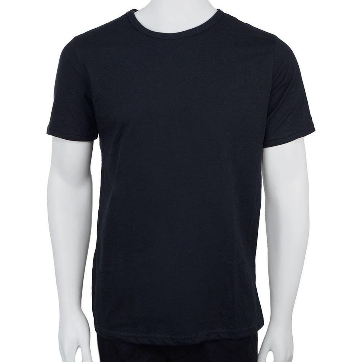 Camiseta Masculina Fico Lisa Gola Redonda Preta - 00820