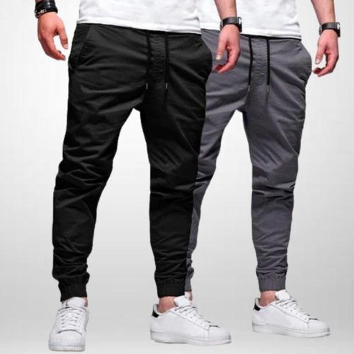 Kit 2 Calças Usemoda Jogger Sarja Elastico Camuflada Masculina