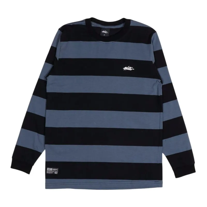 Camiseta Wats M/L Listra Tag Preto/Cinza