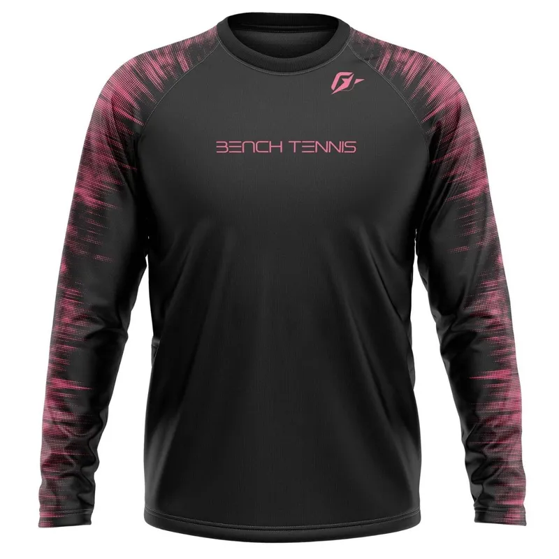 Camiseta Manga Longa Unissex Beach Tennis Tecnodots Preto Pink