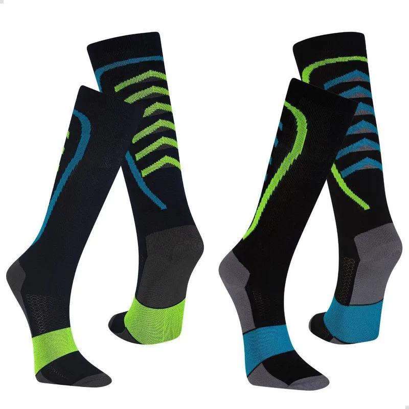 Kit 2 Pares Meia de Compressão Alta Poliamida Esportiva Ciclismo Corrida Treino Unissex