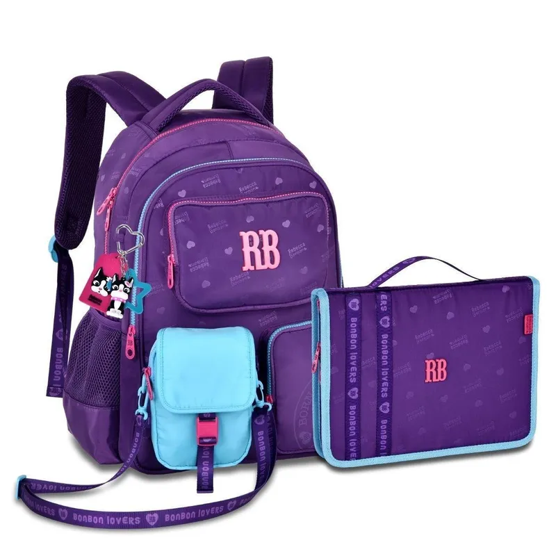 Mochila com Shoulder Removível e Estojo Fichário Rebecca Bonbon