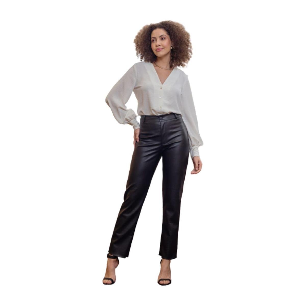 Calça Matuta Essencial PU Preto Tam. 42