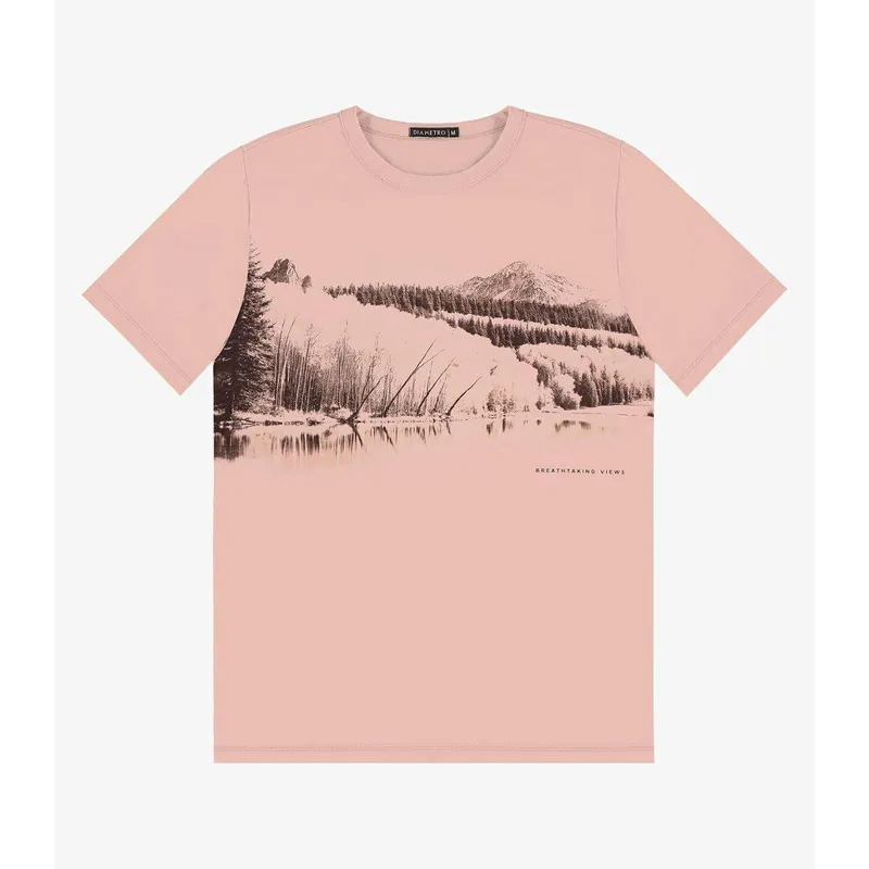 Camiseta Masculina em Meia Malha Diametro Rosa