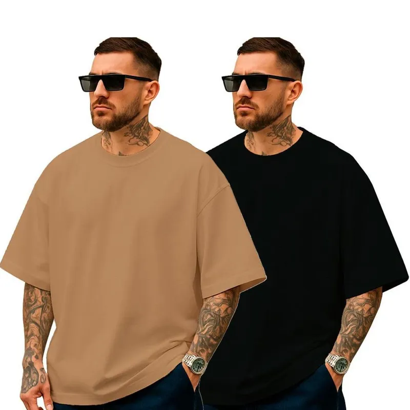 Kit 2 camisetas oversize blusão larga estilosa caimento lisa cores sólidas