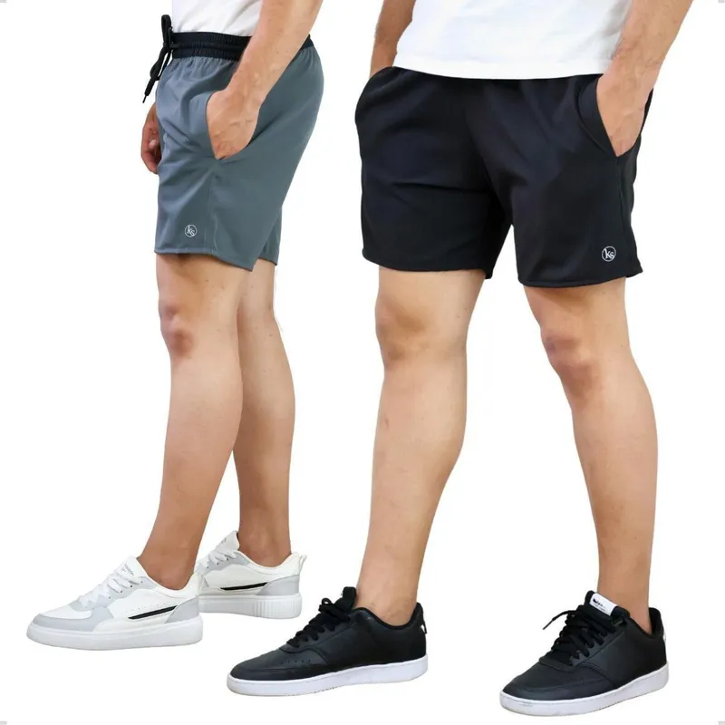 2 Shorts Masculino Bermuda com Elastano Treino Futebol Praia Academia