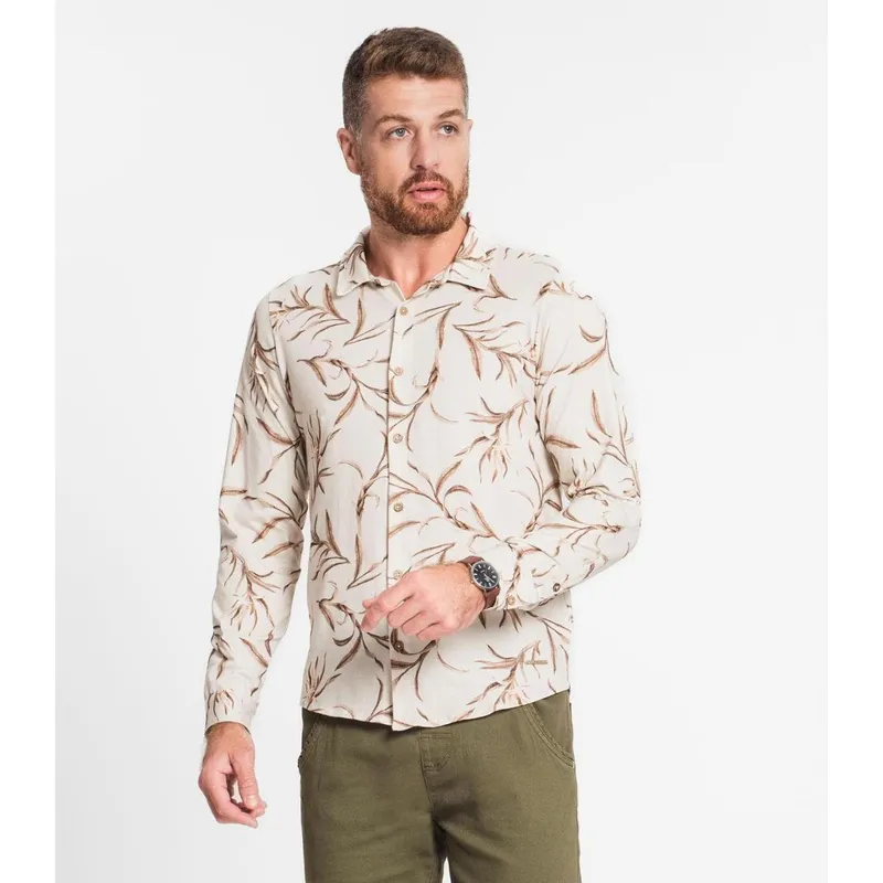Camisa Manga Longa Em Cotton Leve Diametro Bege