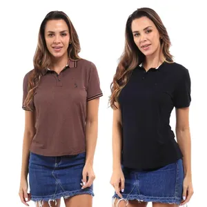 Kit 2 Camisa Polo Feminina Piquet Viscose Casual